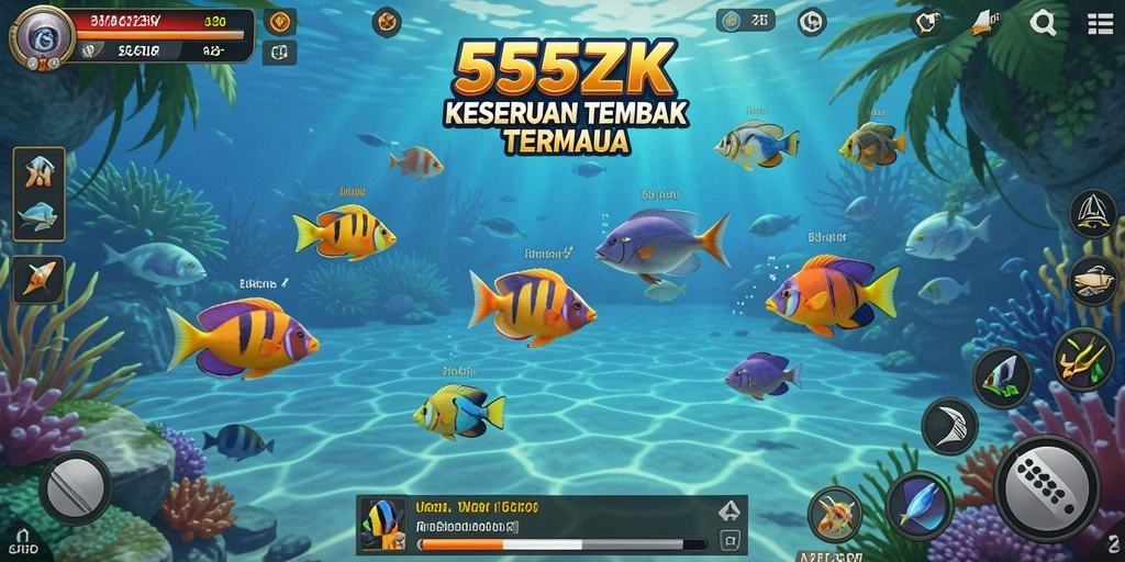 Tampilan gameplay 555ZK yang seru saat menangkap ikan.
