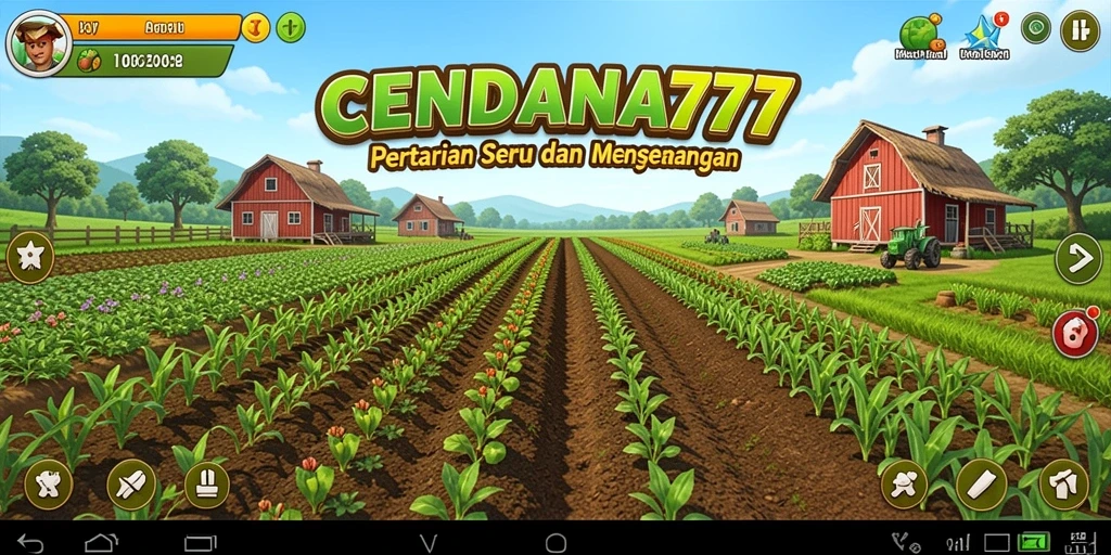 Tampilan gameplay CENDANA777 dengan suasana pertanian yang cantik.