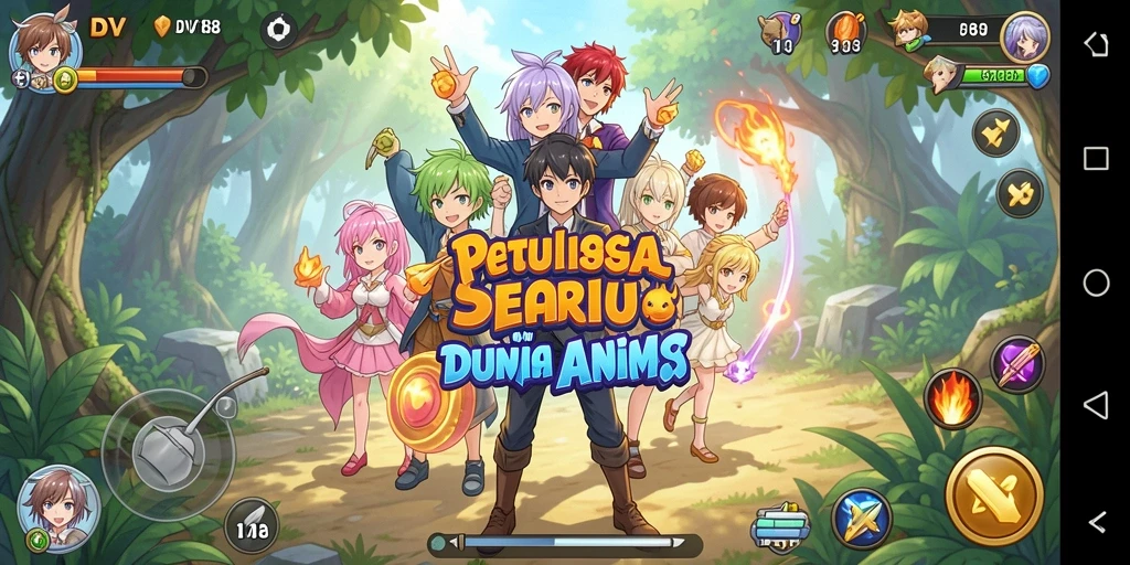 Screenshot gameplay DV188 yang menampilkan aksi seru dan karakter Anime.