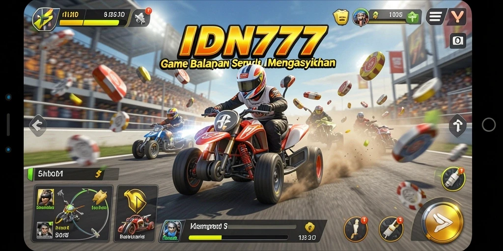 Screenshot IDN777 menampilkan aksi balapan yang mendebarkan.