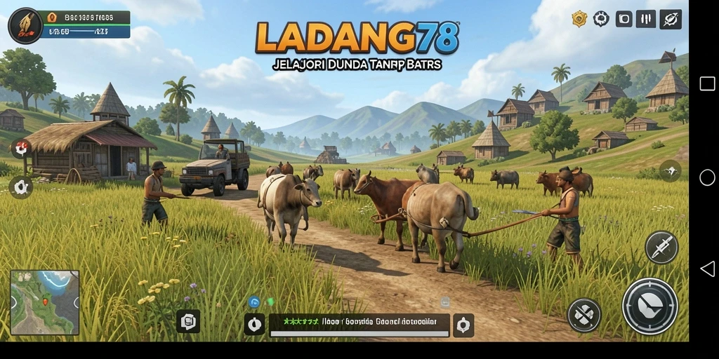 Tangkapan layar gameplay LADANG78 yang menunjukkan eksplorasi dunia Open World.