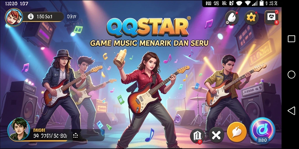 Menampilkan gameplay QQSTAR dengan lagu-lagu musik yang seru.