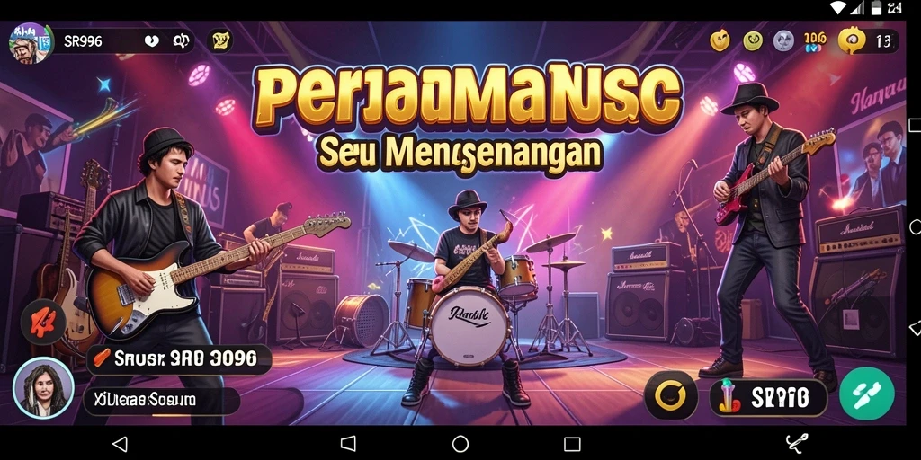 Tampilan gameplay SR996 dengan berbagai tantangan musik.